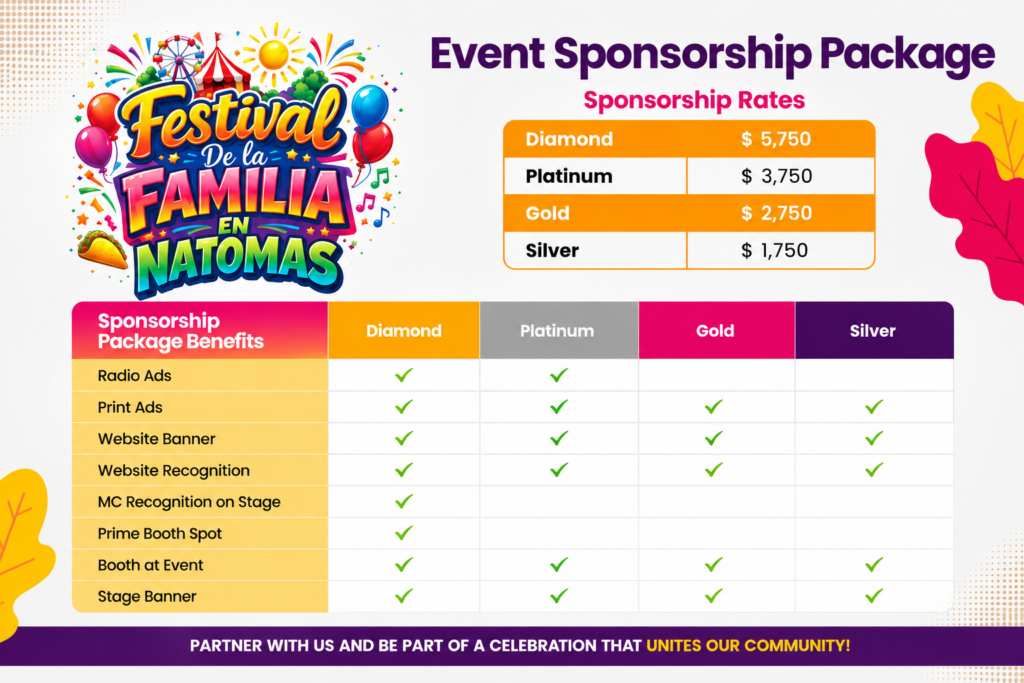 Festival De La Familia sponsorship packages for Sacramento businesses and community partners