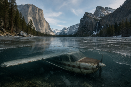 El misterio de Yosemite: El documental que revela la verdad tras el accidente aéreo de 1976 1 Submerged Plane Beneath Alpine Ice